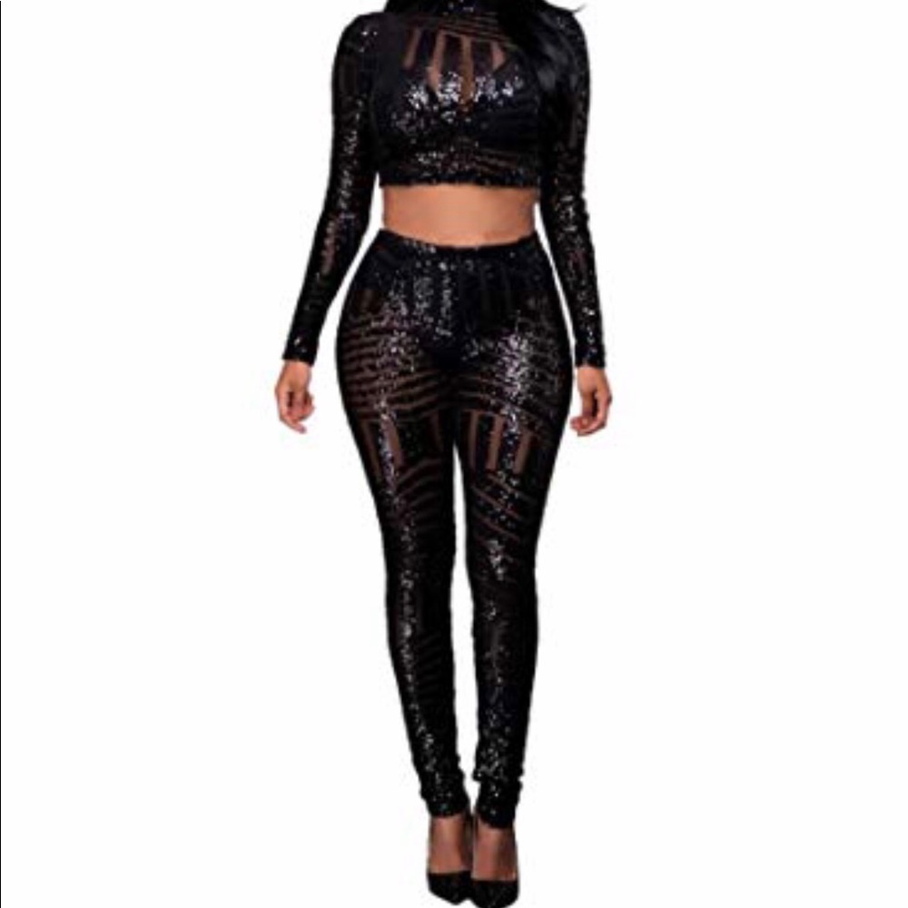 Black two piece with sequins